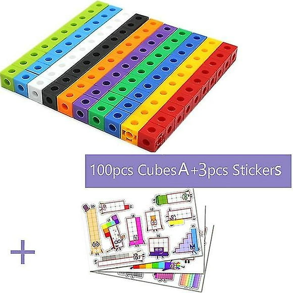 Preschool Toys Numberblocks With Stickers Linking Math Cubes Number Blocks Counting Toys Snap Cube Math Counters Kids Education Learning Gift Kid Gift