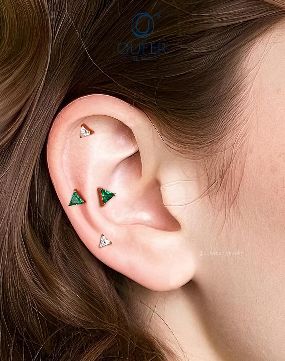 16G Helix Piercing Jewelry, 316L Stainless Steel Forward Helix Earrings, Triangle Clear CZ Flat Back Labret Lip Piercing, Push Pin Cartilage Tragus Earrings For Women Men[z2926]