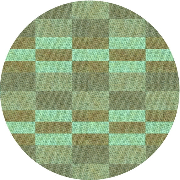 Ahgly Company Indoor Round Patterned Pastel Green Area Rugs, 7' Round