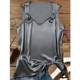 thumbnail image 4 of Womens Racerback Tank Tops Women's Sleeveless Satin Blouse, Wide Strap V Neck Casual Camisole Top for Daily Wear Dark Gray XL, 4 of 5