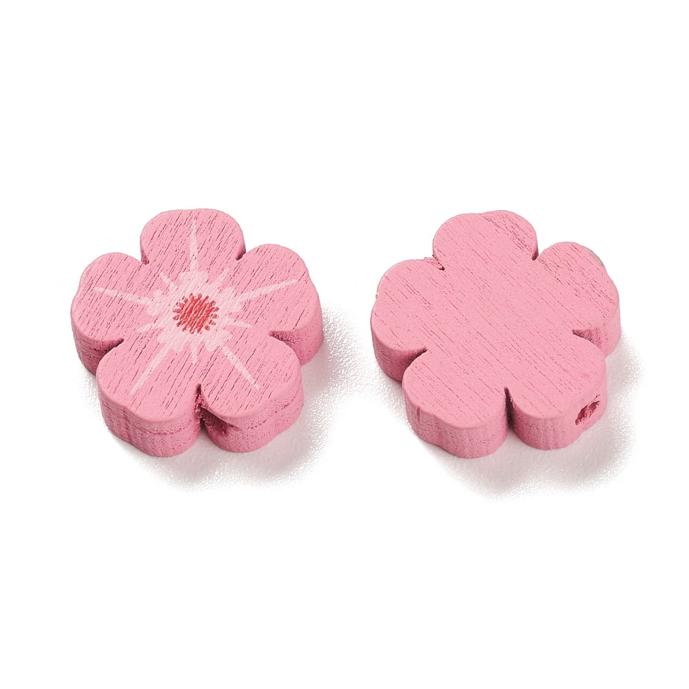 Spray Painted Natural Maple Wood Beads Flower Mixed Color 16x16.5x5mm Hole: 2mm 1111pcs/500g