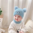 thumbnail image 5 of Gorro con pompón para niños recién nacidos, gorro de ganchillo cálido para invierno, bufanda, conjunto de gorro de Color sólido a la moda (talla única, café), 5 of 5