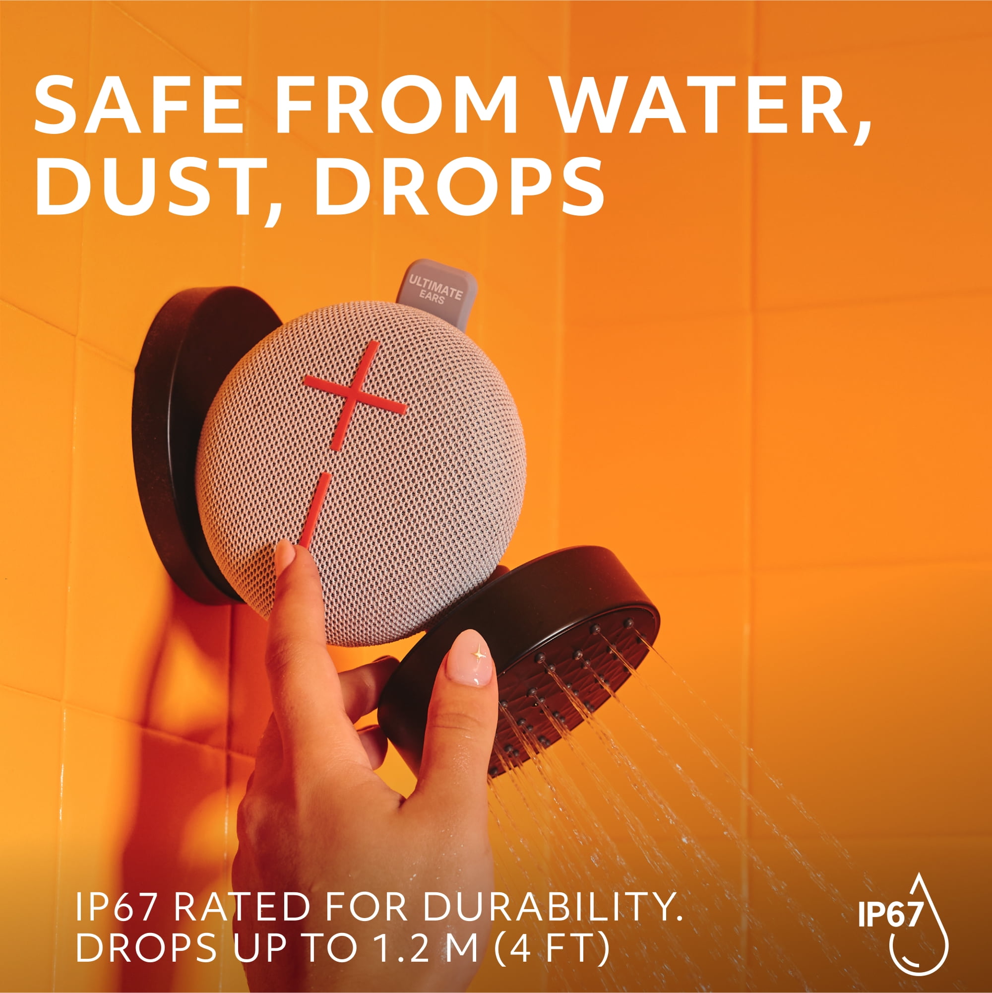 ULTIMATE EARS MINIROLL Ultra-Portable Waterproof Bluetooth Speaker, Big Bass, IP67 Dustproof, 131 ft (40 m) Range - Revive Grey