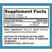 LifeSource Vitamins Vitamin D-3-250 mcg - 10,000 IU - 90 Softgels - High Potency
