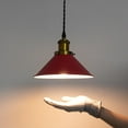 thumbnail image 6 of FSLiving H-Type Track Pendant Light with 3.2 ft Cord Antique Brass Socket Vintage Metal Cone Red Shade Nordic Style Industrial Factory Pendant Lamp Track Lighting for Kitchen Island, 6 of 9