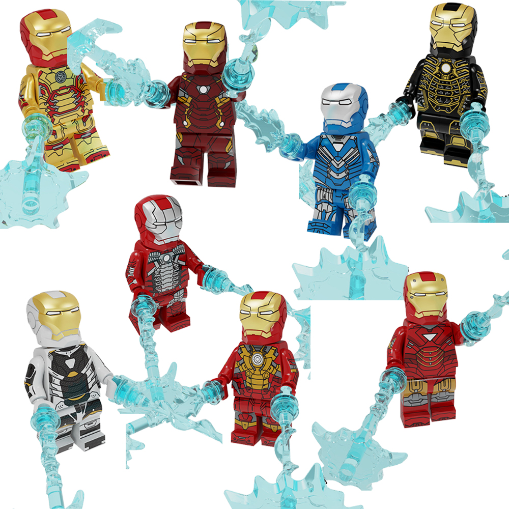 8 Pcs Superhero Iron Man Action Figures Building Blocks Toy Sets,Educational Collectible