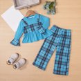 thumbnail image 2 of NOLDARES Toddler Infant Kid Girl Cute Outfits Clothing 2 Piece Long Sleeve Soft Top and Pants Print Clothes Set Fall Winter(Blue,1-2 Y), 2 of 9