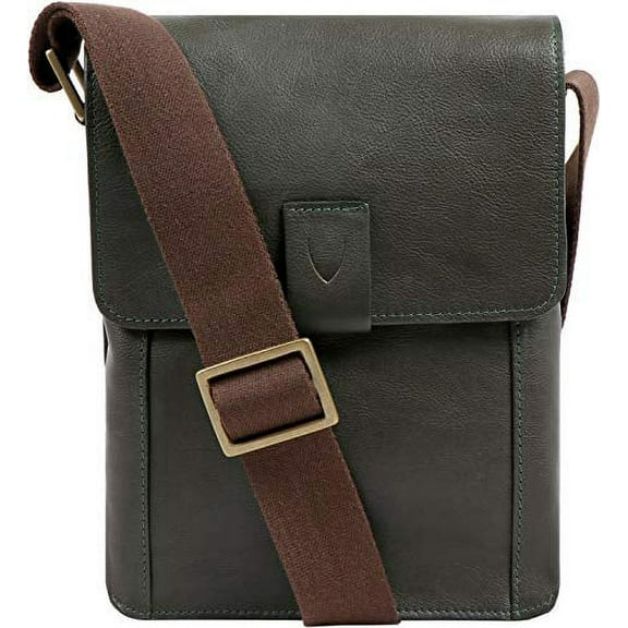 Hidesign Aiden Genuine Leather and Mini Crossbody Unisex Messenger Bag & Travel Bag / 10.5" iPad Bag - size (8"L x 10"H x 2.4"W)