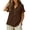 Brown, variant on CBASIHI Womens Textured Cotton Babydoll Tops with Ruffle Trim- Summer V Neck Loose Fit Short Sleeve Casual French Peplum T Shirts Navy Size S-2XL