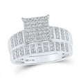 thumbnail image 2 of Solid 925 Sterling Silver His and Hers Trio Three Rings Set Real Natural Diamond Square Matching Rings Wedding Band Set 5/8 Carat ( .63 Cttw ) - (L = 6.5, M = 11), 2 of 7
