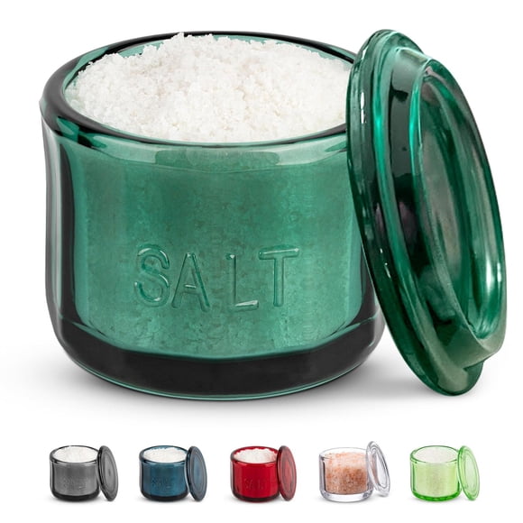 Salero KooK Verde Esmeralda Vidrio Prensado Relieve 296 ml