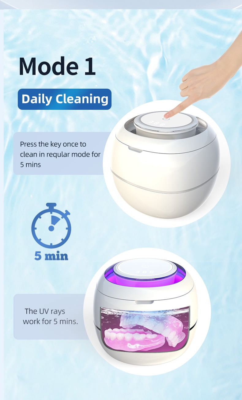 Professional Ultrasonic Cleaner with UV Light, 43kHz High-Frequency Cleaning Machine for Jewelry, Retainers, Aligners, Dentures, and Watches
