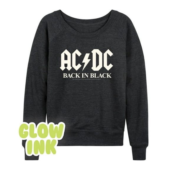 ACDC - Glow In The Dark - Back In Black - Women's Lightweight French Terry Long Sleeve Shirt