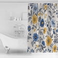 thumbnail image 2 of Yellow Blue Flower Shower Curtain, 72" x 72", Abstract Floral Art Leaf Vintage Waterproof Bathroom Curtain Washable Shower Curtain Set with 12 Hooks, 2 of 6