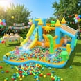 thumbnail image 4 of Ktaxon 9-in-1 Inflatable Water Slide Bounce House with Blower, 189" x 161" x 85", Flower & Watering Can Fun Water Park, Pretend Playhouse Area for Kids Backyard, 4 of 14