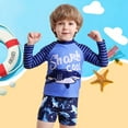thumbnail image 2 of Baywell Boys Rash Guard Sets Kids Beach Bathing Suit Two Pieces Modest Swimwear Long Sleeve Top and Short Pant UV Sun Protection Suit 4-8Y, 2 of 8