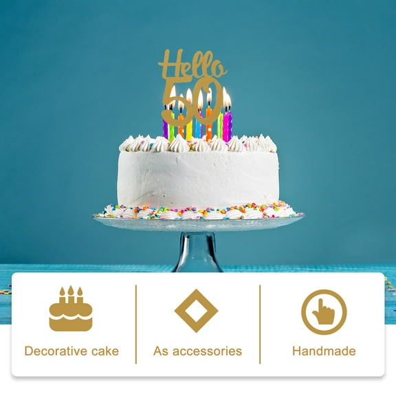 MLINS Golden Glitter Paper Cake Topper for Decoration Perfect Size 6 Pieces 50th Birthday Party