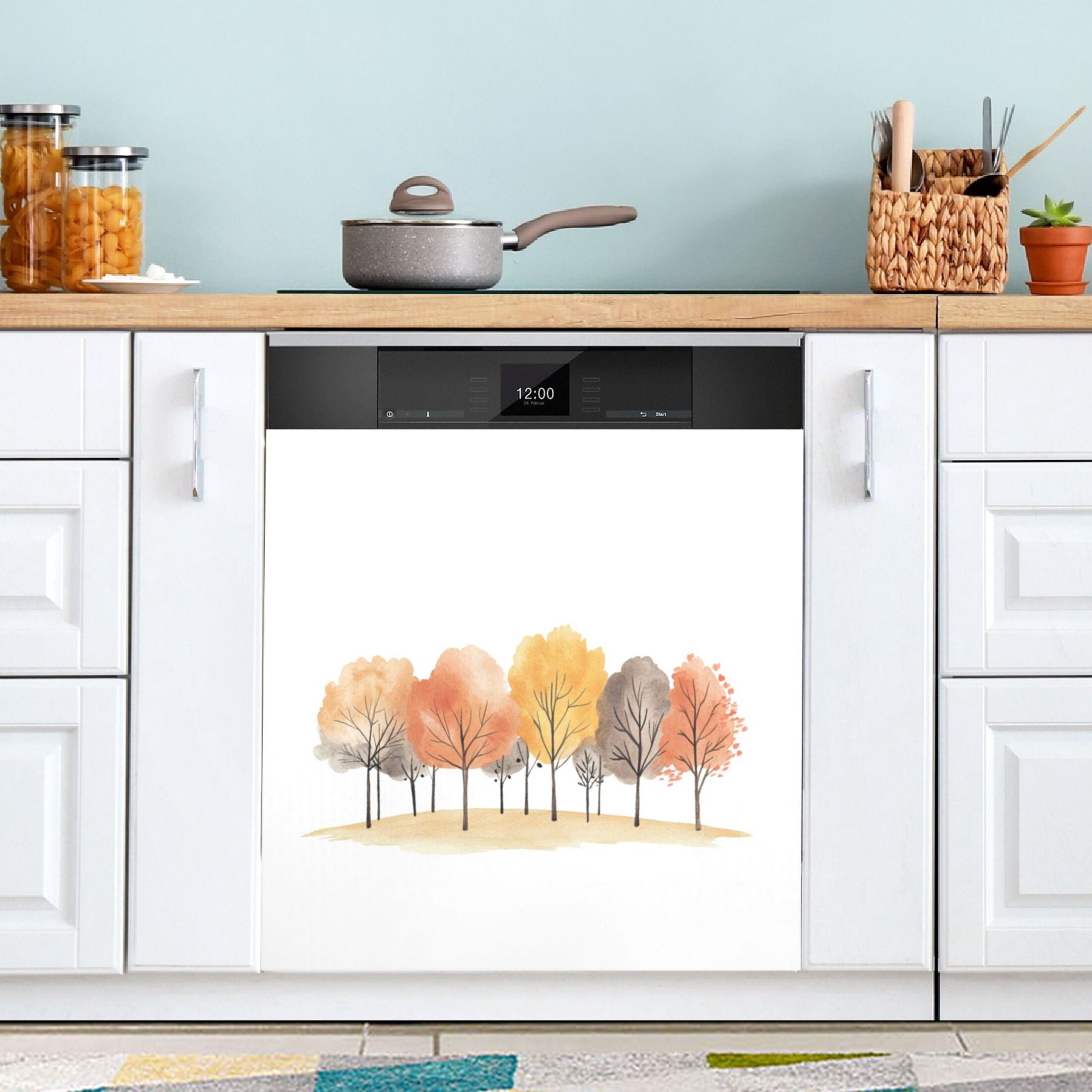 Dishwasher Magnetic Sticker 23x26 Inch Refrigerator Magnetic Sticker Washing Machine Magnetic Sticker Kitchen Panel Magnetic Sticker Home Decor Beautiful Orange Trees