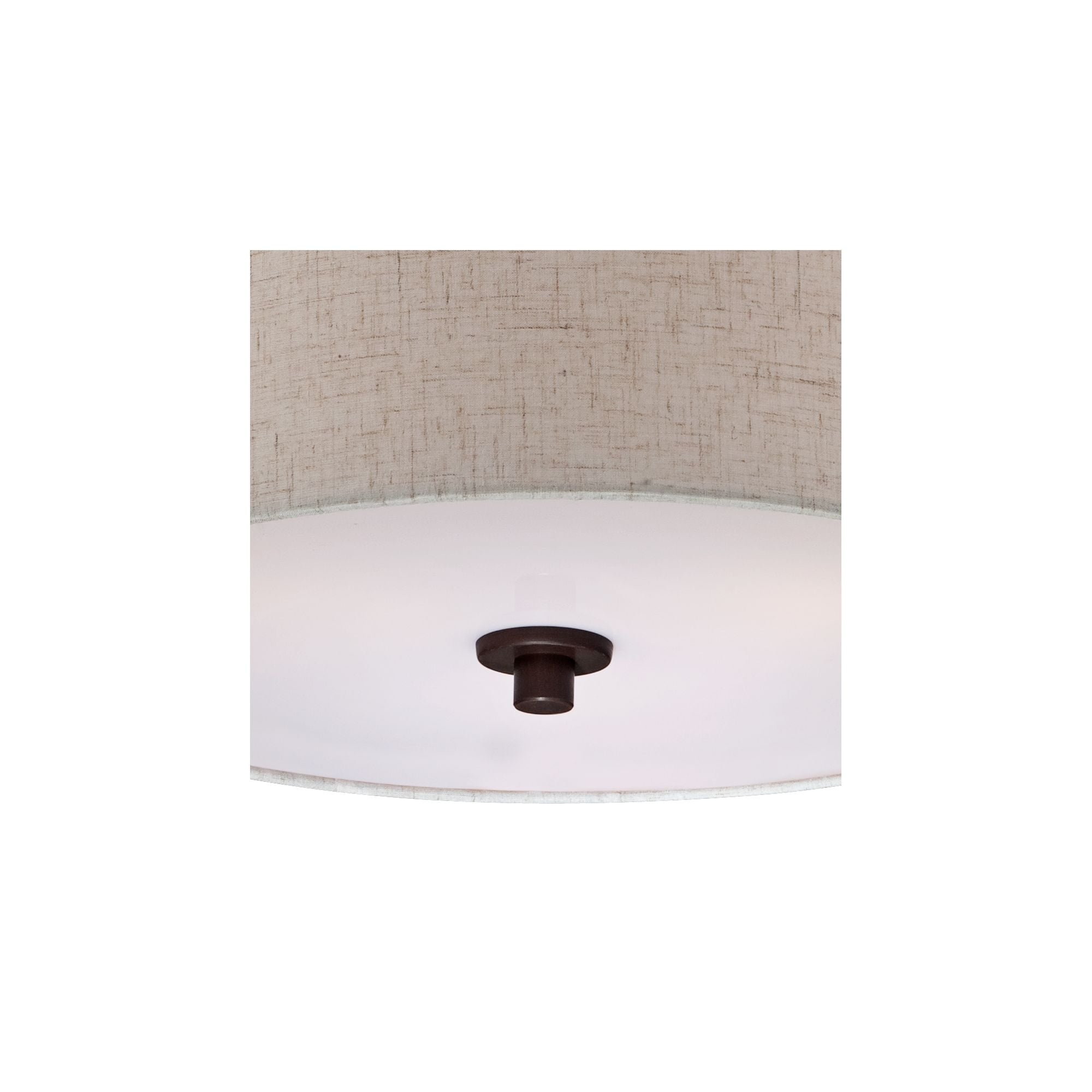 Regency Hill Sylvan Modern Ceiling Light Semi Flush Mount Fixture 14" Wide Bronze 3-Light Oatmeal Fabric Drum Shade for Bedroom Kitchen Living Room