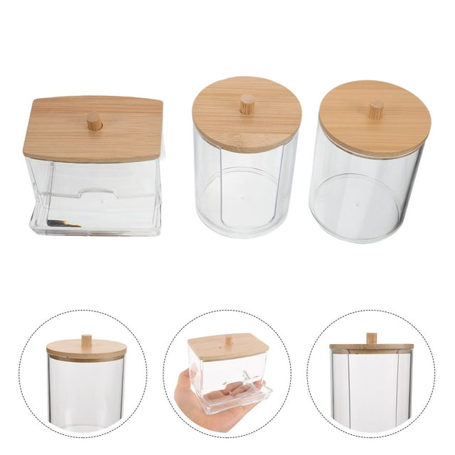 CTIRCHIU Set Cotton Ball Container Square Plastic Holder For Medical Environment Organization