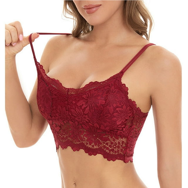 Pisexur Lace Bralettes for Women Bralette Padded Lace Bandeau Bra, Girls Lace Sexy U Neck Solid High Support Bras