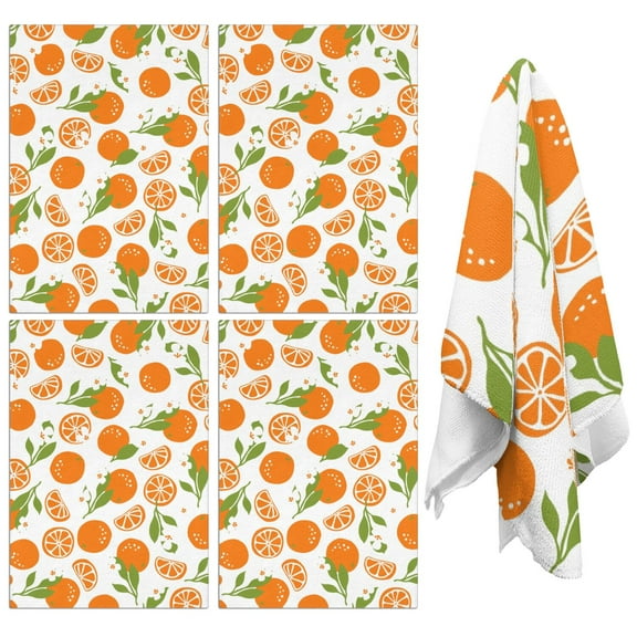 Orange Kitchen Towels Set of 2,Ultra Absorbent & Fast Drying Farmhouse Dish Towels 18x26 Inch,Decorative Hand Towels for Kitchen,Bathroom,Cooking,Baking,Housewarming Gift.