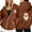 Brown, variant on Zip up Hoodies for Women Christmas Retro Santa Claus Graphic Long Sleeve Full Zipper Jackets Loose Drop Shoulder Comfy Drawstring Hooded Sweatshirts with Pockets White XL