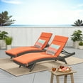 thumbnail image 3 of Noble House Anthony Outdoor Wicker Lounge with Cushion, Set of 2, Grey, Orange, 3 of 19