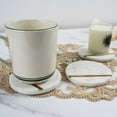 thumbnail image 4 of Marble Coaster, White Marble Coaster, Set of 4, Handmade Coaster with Brass Inlay,  4-inch, 4 of 5