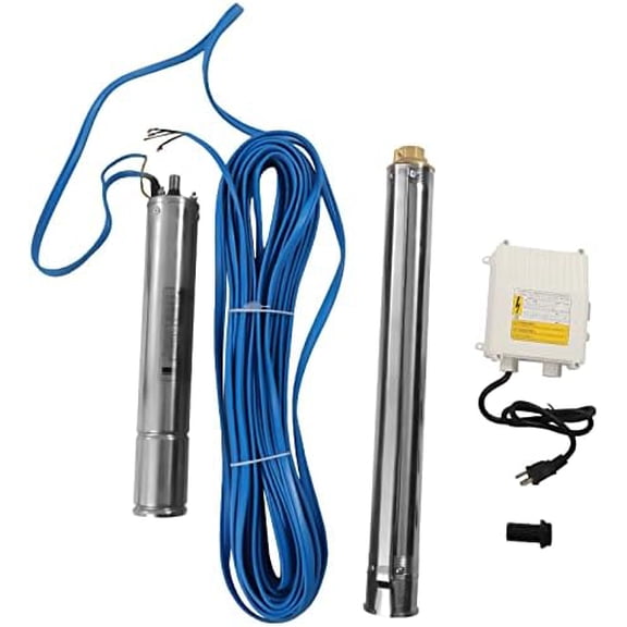 Deep Well Submersible Pump with Control Box, 110V 60Hz Stainless Steel Submersible Well Pump 1" Outlet Deep Well Water Pump for Irrigation Agricultural$$Tools & Hardware Other