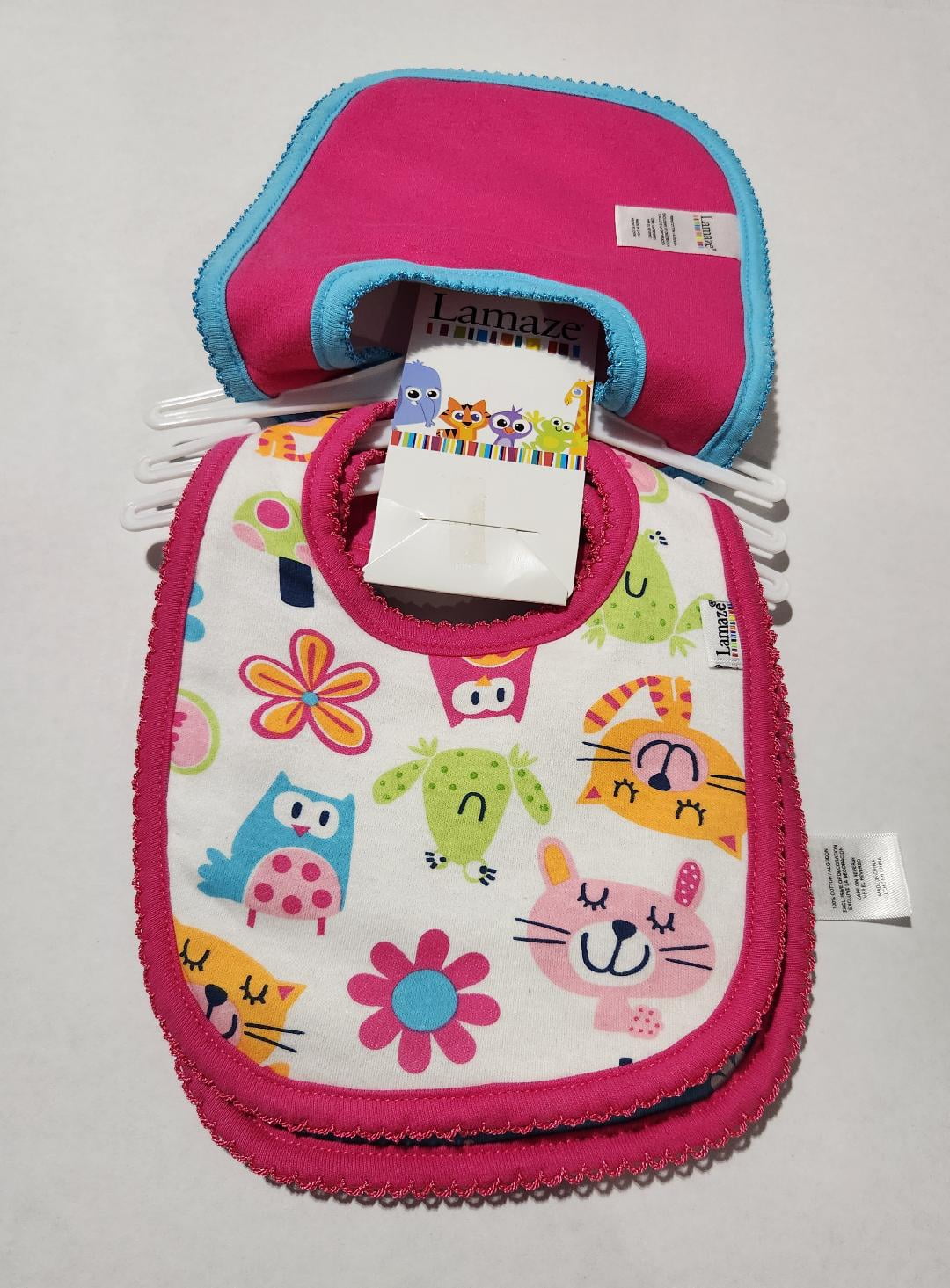 Lamaze Premium Pink and Blue Baby Feeding Bibs - Set of 3