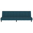 thumbnail image 3 of vidaXL 2-Seater Sofa Bed Blue Velvet, 3 of 5