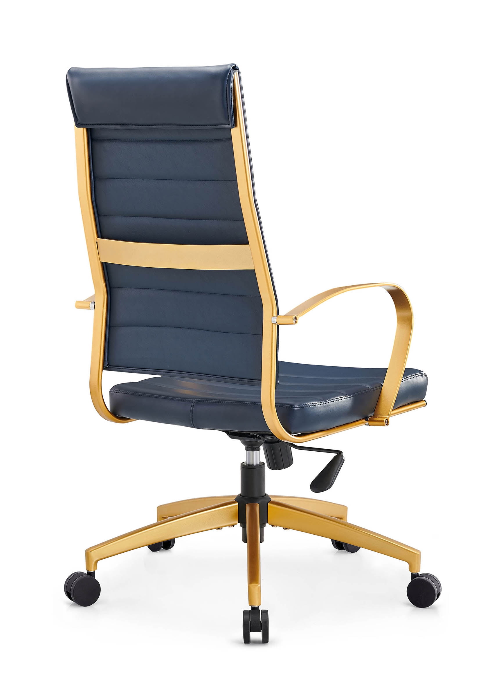 CAROCC High Back Executive Office Chair with Armrest Adjustable Swivel Chair in Durable Vegan Leather Modern Gold Office Chair Ergonomic Desk Chair for Extra Back & Lumbar Support