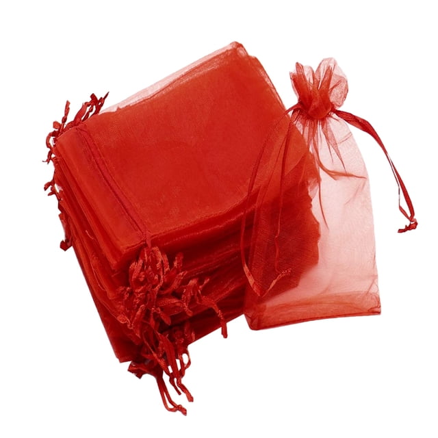 Shisuyan 100pcs Gauze Drawstring Bag Festival Goody Pouch Portable Jewelry Storage Pouch