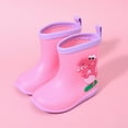 thumbnail image 4 of Kids Rain Boots Girls 3.5-4 Years Boys Short Ankle Slip On Garden Rubber Durable Waterproof Adorable Comfortable Rainy Pink Rain Shoes, 4 of 4