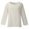 thumbnail image 4 of Yigetop Linen Shirts for Women Linen Shirts for Women 2025 Trendy Long Sleeve Summer Tops Casual Loose Tshirts Basic Tees Women's Linen Shirt Beige M, 4 of 5