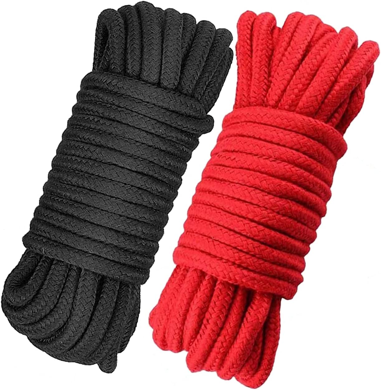 NOGIS Soft Cotton Rope, 32 feet / 10m Rope, 8mm Thick, Soft Rope, Long  Rope, Soft Tying Rope (Black+Red), 2Pcs