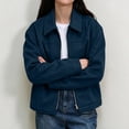 thumbnail image 6 of Enjoytime Fall Jackets for Women Lapel Collar Long Sleeve Cropped Zip Up Jacket Vintage Casual Outerwear with Pockets, 6 of 8