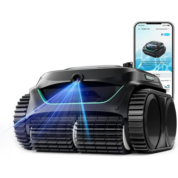 WYBOT C2 Vision AI Camera Cordless Robotic Pool Cleaner for inground Pools, 8-in-1 Pool Cleaner, Dual-Layer Filtration, Brushless Motor Powerful Suction