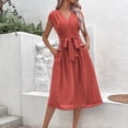 thumbnail image 1 of Prix Réduit, Robe à la Mode pour Femme à Manches Courtes et Coupe Ample à Col Rond, Robe à Manches Courtes, Robe Ample à Col Rond, Robe à la Mode Facile à Agencer/100 % Polyester, Orange, Sopatenor, 1 of 9