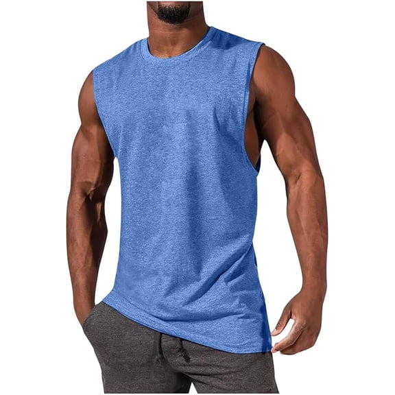 Mens Tank Tops Summer Sleeveless Muscle Shirts Cotton Running Beach Loose Fit Tee Shirts Muscle Basic Vacation Tops