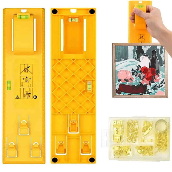 Picture Hanging Tool, Wall Hanging Kit for Picture with 2 Spirit Levels, Nails, Hooks, Picture Hanging Wire, And D Ring. Good for Installation of The Mirror, Wall Clocks, Display Painting