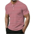 thumbnail image 2 of COSFO Short Sleeve Mens Shirts Casual Henley Tops Button Striped Loose Pullover Mens Graphic Tees, 2 of 5