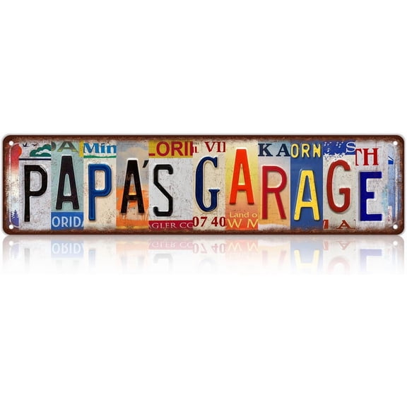 Vintage Papa's Garage Wall Decor Street Signs Metal Tin Signs 16 x 4 Inches Gift for Father