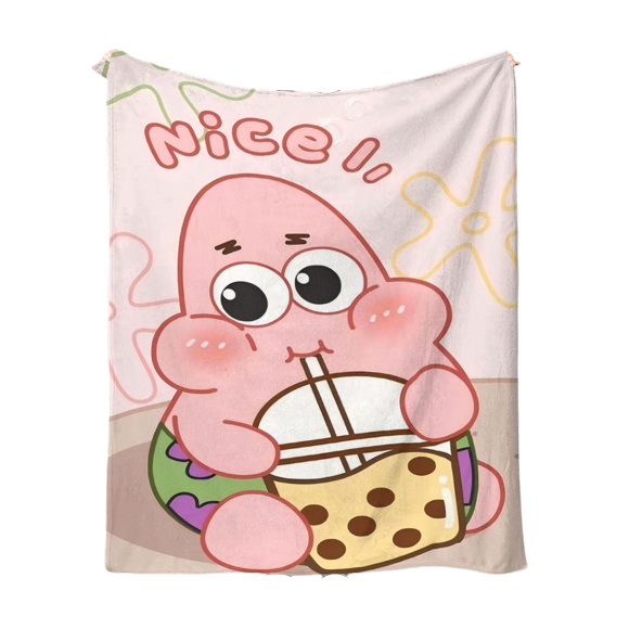 Manta de franela suave con estampado digital Patrick Star, 300 g