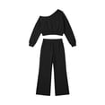 thumbnail image 5 of Itsame Girls 2-Piece Sweatshirt Set, Crop Relaxed Straight Leg Pants Outfit Casual Sporty Jogger Suit Black Size 6, 5 of 6