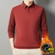 thumbnail image 4 of Blusa y camisa de manga larga con cuello vuelto para hombre, color liso, intensificación de patrón, cálida, con cuello vuelto, blusa de poliéster para hombre., 4 of 4