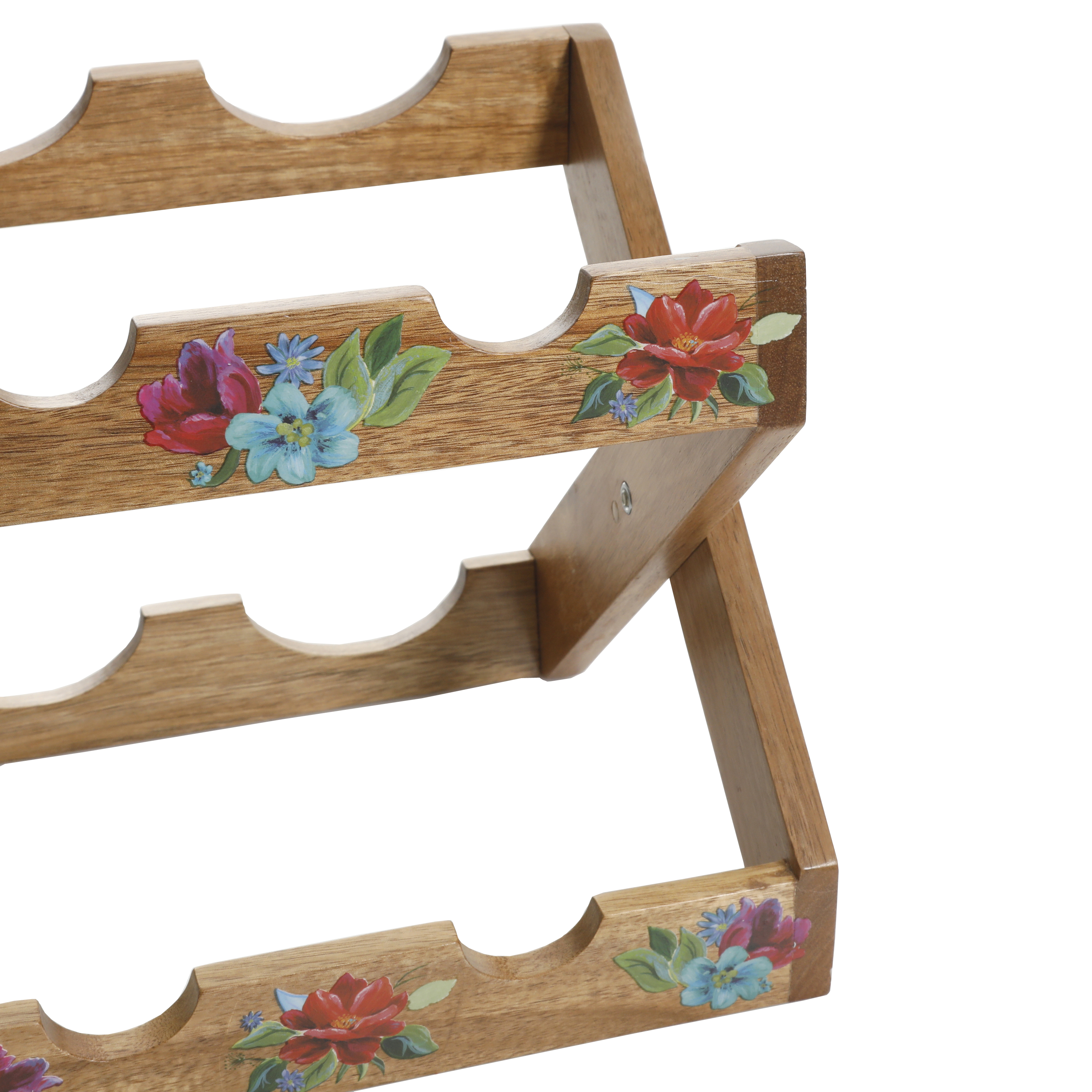 The Pioneer Woman Spring Bouquet 13.9-inch Acacia Wood Wine Rack - image 4 of 6