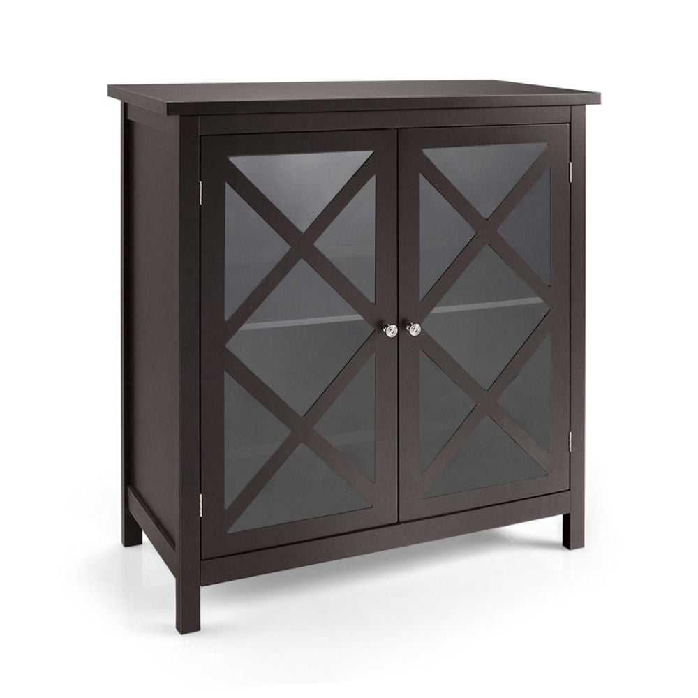 Finihen Kitchen Storage Cabinet, Buffet Sideboard, Freestanding Kitchen Buffet Cabinet with Glass Doors and Adjustable Shelf, for Dining Room, Kitchen, Living Room, Brown Finihen Kitchen Storage Cabinet, Buffet Sideboard, Freestanding Kitchen Buffet Cabinet with Glass Doors and Adjustable Shelf, for Dining Room, Kitchen, Living Room, Brown