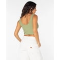 thumbnail image 4 of Roxy Women's Born In Paradise Cropped Ribbed Tank Top Tee T-Shirt (X-Small, Oil Green), 4 of 6